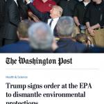Trump destroys the environment with a pen