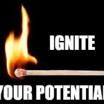 match | IGNITE; YOUR POTENTIAL | image tagged in match | made w/ Imgflip meme maker