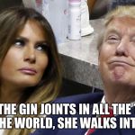 Melanie Rae | OF ALL THE GIN JOINTS IN ALL THE TOWNS IN ALL THE WORLD, SHE WALKS INTO MINE. | image tagged in melanie rae | made w/ Imgflip meme maker