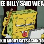 https://www.google.ca/imgres?imgurl=http%3A%2F%2Fmedia0.giphy.co | I SEE BILLY SAID WE ARE; TALKIN ABOUT CATS AGAIN TODAY | image tagged in https//wwwgoogleca/imgresimgurlhttp3a2f2fmedia0giphyco | made w/ Imgflip meme maker