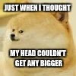 The meme of all memes  | JUST WHEN I THOUGHT; MY HEAD COULDN'T GET ANY BIGGER | image tagged in the meme of all memes | made w/ Imgflip meme maker