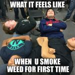 Laziness  | WHAT IT FEELS LIKE; WHEN  U SMOKE WEED FOR FIRST TIME | image tagged in laziness | made w/ Imgflip meme maker