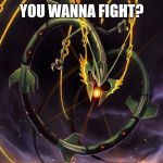 RayquazaMLG | YOU WANNA FIGHT? | image tagged in rayquazamlg | made w/ Imgflip meme maker