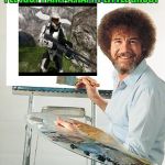 Ghost of Church Is Under The Weather. Let's All Send Him Some ImgFlip Vibes For A Better Today! Bob Ross Week! | I'LL JUST PAINT A HAPPY LITTLE GHOST | image tagged in bob ross troll,bob ross week,ghostofchurch,lafonso | made w/ Imgflip meme maker