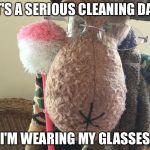 glasses | IT'S A SERIOUS CLEANING DAY; I'M WEARING MY GLASSES | image tagged in glasses | made w/ Imgflip meme maker