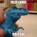 dinosaurioazul | FELIF LUNEF; COLEGAF | image tagged in dinosaurioazul | made w/ Imgflip meme maker