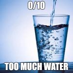 Water | 0/10; TOO MUCH WATER | image tagged in water | made w/ Imgflip meme maker