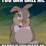 Thumper | YOU CAN CALL ME; DADDY IF YOU WANT TO | image tagged in thumper | made w/ Imgflip meme maker