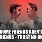 do not trust anyone | SOME FRIENDS AREN'T FRIENDS - TRUST NO ONE | image tagged in do not trust anyone | made w/ Imgflip meme maker