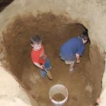 Kids digging a hole