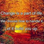 Autumn walk | Change is a part of life. Let it build you up. We choose how to handle it. | image tagged in autumn walk | made w/ Imgflip meme maker