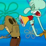 Squidward megaphone meme