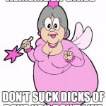 fairy godmother tells it | REMEMBER GIRLS; DON'T SUCK DICKS OF BOYS YOU DON'T LIKE | image tagged in fairy godmother tells it | made w/ Imgflip meme maker