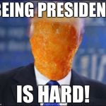 Poor Little Rich Boy | BEING PRESIDENT; IS HARD! | image tagged in cheeto in chief,memes,donald trump,funny,president | made w/ Imgflip meme maker