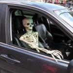 Skeleton in car