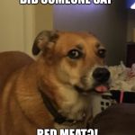 Did someone say? | DID SOMEONE SAY; RED MEAT?! | image tagged in did someone say | made w/ Imgflip meme maker