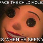 Other Mother | THE FACE THE CHILD MOLESTER; PUTS WHEN HE SEES YOU | image tagged in other mother | made w/ Imgflip meme maker