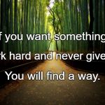 Path | If you want something, Work hard and never give up. You will find a way. | image tagged in path | made w/ Imgflip meme maker