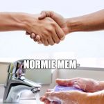 Washing hands | DO YOU LIKE MEMES? NORMIE MEM- | image tagged in washing hands | made w/ Imgflip meme maker