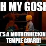 Introducing My New Template | OH MY GOSH! IT'S A MOTHERHECKING TEMPLE GUARD! | image tagged in temple guard | made w/ Imgflip meme maker