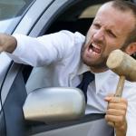 Angry driver with a hammer