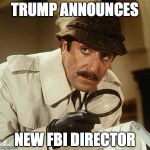 Pink Panther | TRUMP ANNOUNCES; NEW FBI DIRECTOR | image tagged in pink panther | made w/ Imgflip meme maker