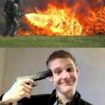 Him or me flamethrower gun suicide kill