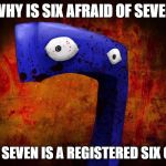 Why is six afraid of seven | WHY IS SIX AFRAID OF SEVEN; BECAUSE SEVEN IS A REGISTERED SIX OFFENDER | image tagged in why is six afraid of seven,numbers,memes,funny memes,funny,puns | made w/ Imgflip meme maker