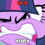 ANGRY Twilight | GO TO; HEAVEN | image tagged in angry twilight | made w/ Imgflip meme maker