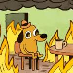 House on fire dog meme