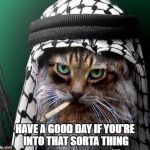 Sarcastic Terrorist Cat | HAVE A GOOD DAY IF YOU'RE INTO THAT SORTA THING | image tagged in sarcastic terrorist cat | made w/ Imgflip meme maker