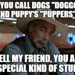 To anybody who calls dogs,"doggos" and puppy's "puppers" | SO YOU CALL DOGS "DOGGOS" AND PUPPY'S "PUPPERS"? WELL MY FRIEND, YOU ARE A SPECIAL KIND OF STUPID | image tagged in special kind of stupid,memes,doggo,doggos,puppers,pupper | made w/ Imgflip meme maker