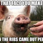 OINK! | THAT FACE YOU MAKE; WHEN THE RIBS CAME OUT PERFECT | image tagged in trufflepig,memes,bbq,ribs,barbeque | made w/ Imgflip meme maker