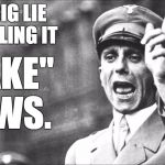 Goebbels | THE BIG LIE IS CALLING IT; "FAKE" NEWS. | image tagged in goebbels | made w/ Imgflip meme maker