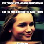 Dank Memes | WHEN YOU WOKE UP TO A BEAUTIFUL SUNDAY MORNING; BUT THE YOU REMEBER YOU HAVE FINALS; "SHIT" | image tagged in dank memes | made w/ Imgflip meme maker