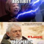 general election 2017 | AUSTERITY; PROSPERITY | image tagged in general election 2017 | made w/ Imgflip meme maker
