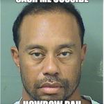 Tiger Woods Mug Shot  | CASH ME OUSSIDE; HOWBOW DAH | image tagged in tiger woods mug shot | made w/ Imgflip meme maker