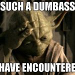 Face Palming Yoda | SUCH A DUMBASS; I HAVE ENCOUNTERED | image tagged in face palming yoda | made w/ Imgflip meme maker