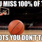 Basketball | YOU MISS 100% OF THE; SHOTS YOU DON'T TAKE | image tagged in basketball | made w/ Imgflip meme maker