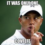 Tiger Woods | IT WAS ONLY ONE; COVFEFE | image tagged in tiger woods | made w/ Imgflip meme maker