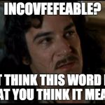 The Princess Bride | INCOVFEFEABLE? I DON'T THINK THIS WORD MEANS WHAT YOU THINK IT MEANS... | image tagged in the princess bride | made w/ Imgflip meme maker