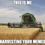 Harvesting | THIS IS ME; HARVESTING YOUR MEMES | image tagged in harvesting | made w/ Imgflip meme maker