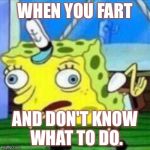 spongbob mock | WHEN YOU FART; AND DON'T KNOW WHAT TO DO. | image tagged in spongbob mock | made w/ Imgflip meme maker