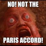 Total recall mars face | NO! NOT THE; PARIS ACCORD! | image tagged in total recall mars face | made w/ Imgflip meme maker