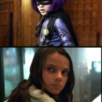 Hit Girl vs X-23 | I KILLED DOZENS OF GANGSTERS EVEN THOUGH I AM ONLY 11 YEARS OLD. THAT'S CUTE | image tagged in x-23,that's cute,hit girl,kids,little girl,movie | made w/ Imgflip meme maker
