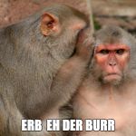 Whispering Monkeys | ERB  EH DER BURR | image tagged in whispering monkeys | made w/ Imgflip meme maker