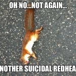 Roadkill | OH NO...NOT AGAIN... ANOTHER SUICIDAL REDHEAD | image tagged in roadkill | made w/ Imgflip meme maker