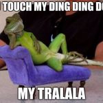 Sassy Iguana | YOU TOUCH MY DING DING DONG; MY TRALALA | image tagged in memes,sassy iguana | made w/ Imgflip meme maker