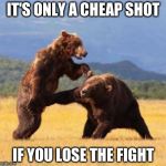 Bear punch | IT'S ONLY A CHEAP SHOT; IF YOU LOSE THE FIGHT | image tagged in bear punch | made w/ Imgflip meme maker