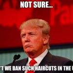 Liberal Haircuts | NOT SURE... DIDN'T WE BAN SUCH HAIRCUTS IN THE USA? | image tagged in not sure,memes,funny,hair,trump | made w/ Imgflip meme maker